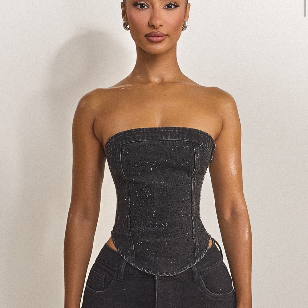 Black Strapless Denim Tank Top BRAND NEW